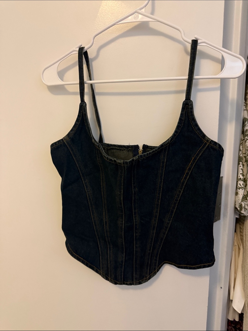 Olivaceous Dark Blue Denim Corset Camisole